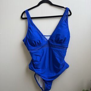 NWT Aimage Women Size 2XL  Blue 1 Piece Mesh swimsuit